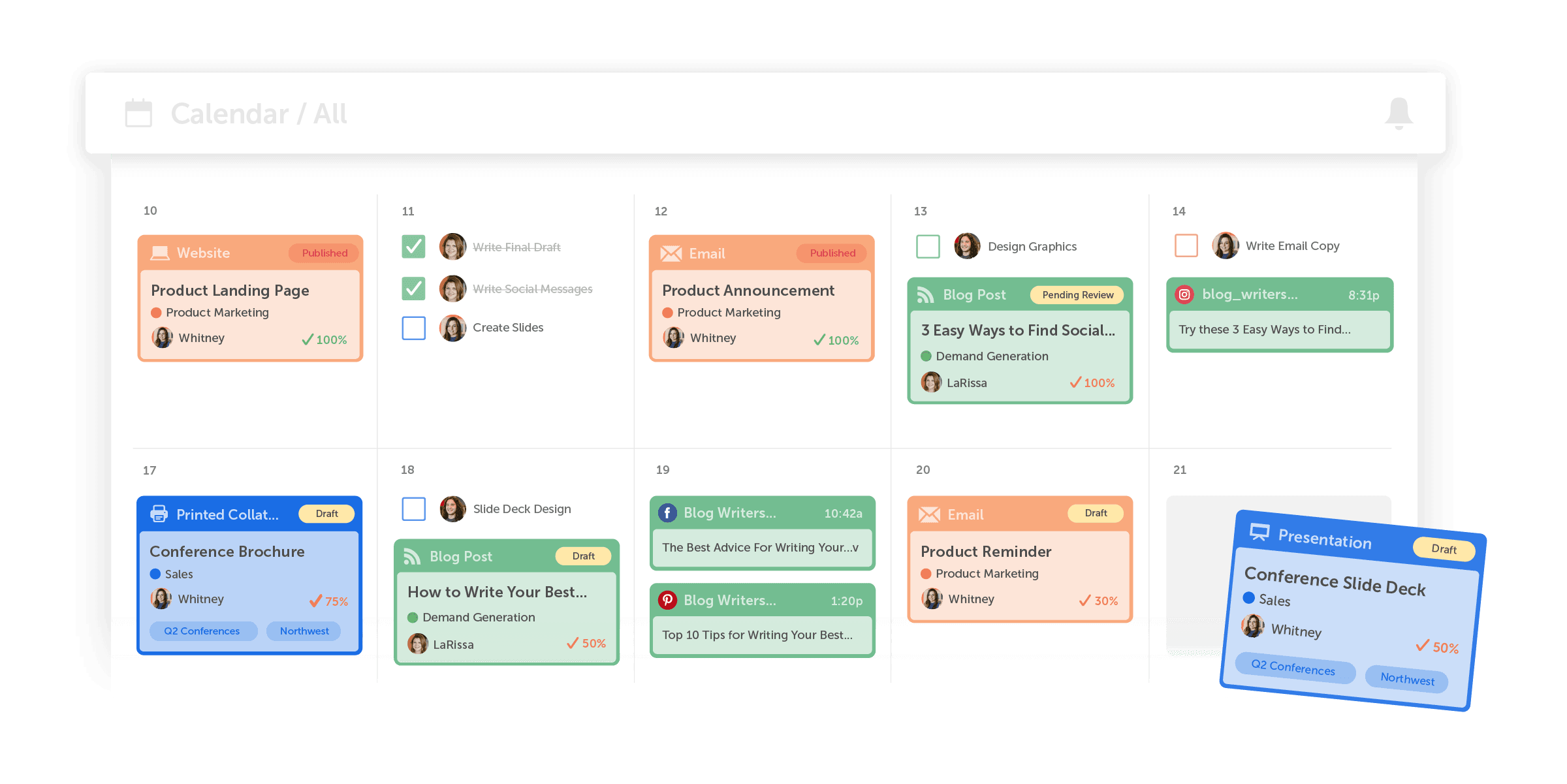 CoSchedule Marketing Calendar with Projects