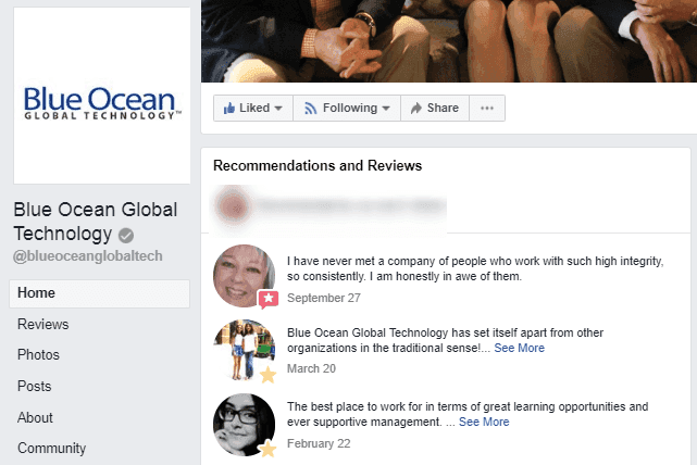 Blue Ocean Global Technology main Facebook page