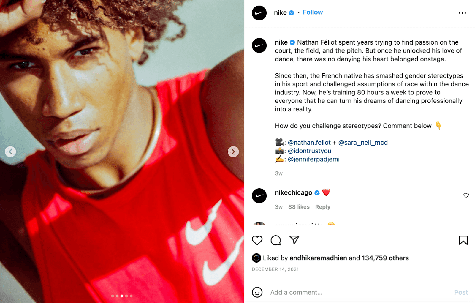 Instagram'da Nike