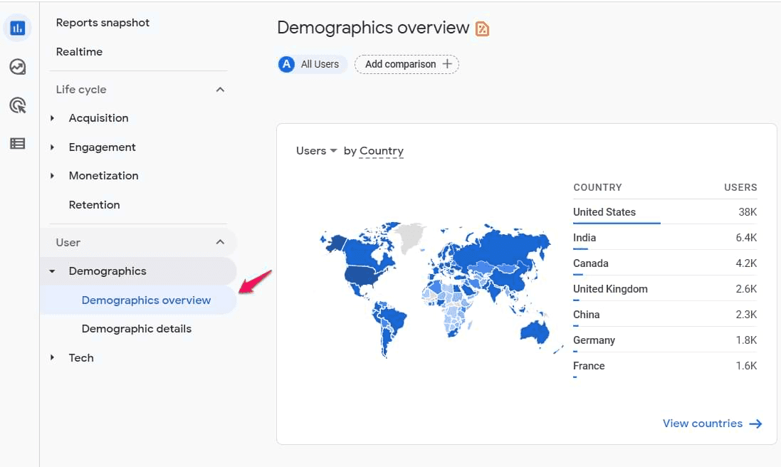 Google analytics demographics report