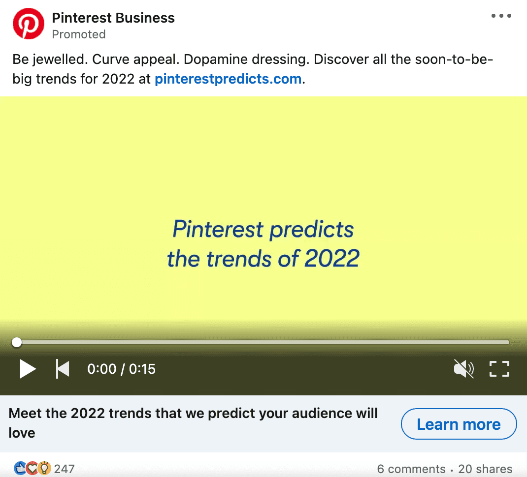 Pinterest ad on LinkedIn