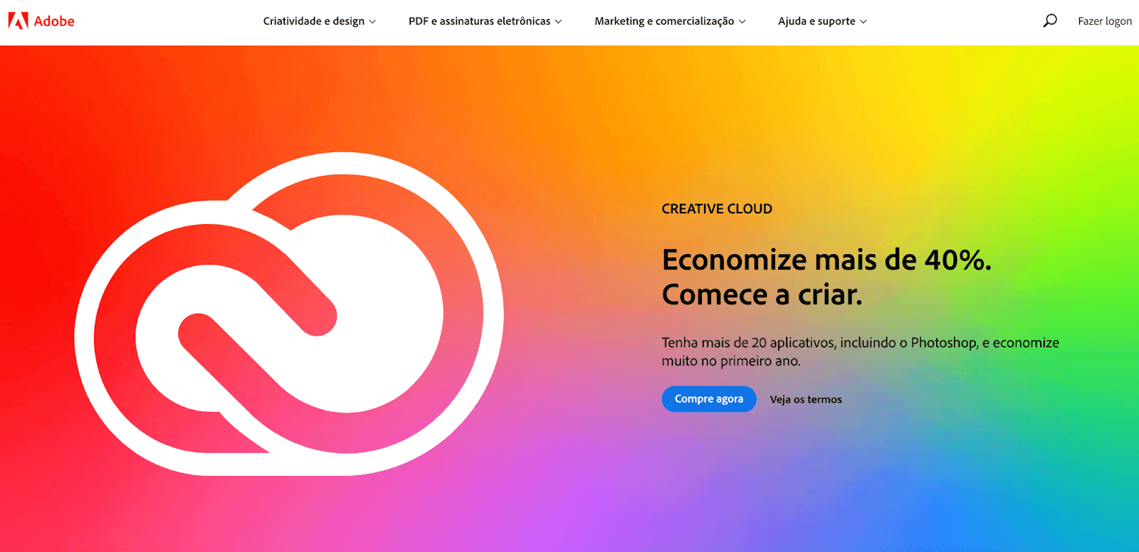 The Adobe homepage of their website but in French