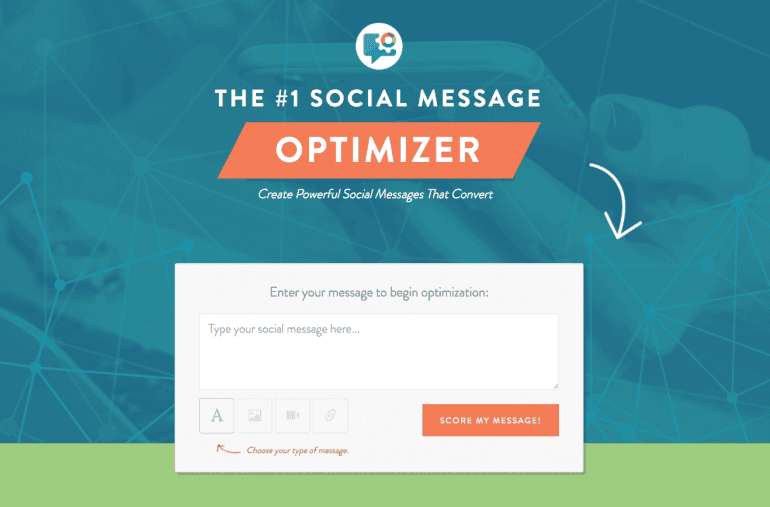 Starting page of the social message optimizer