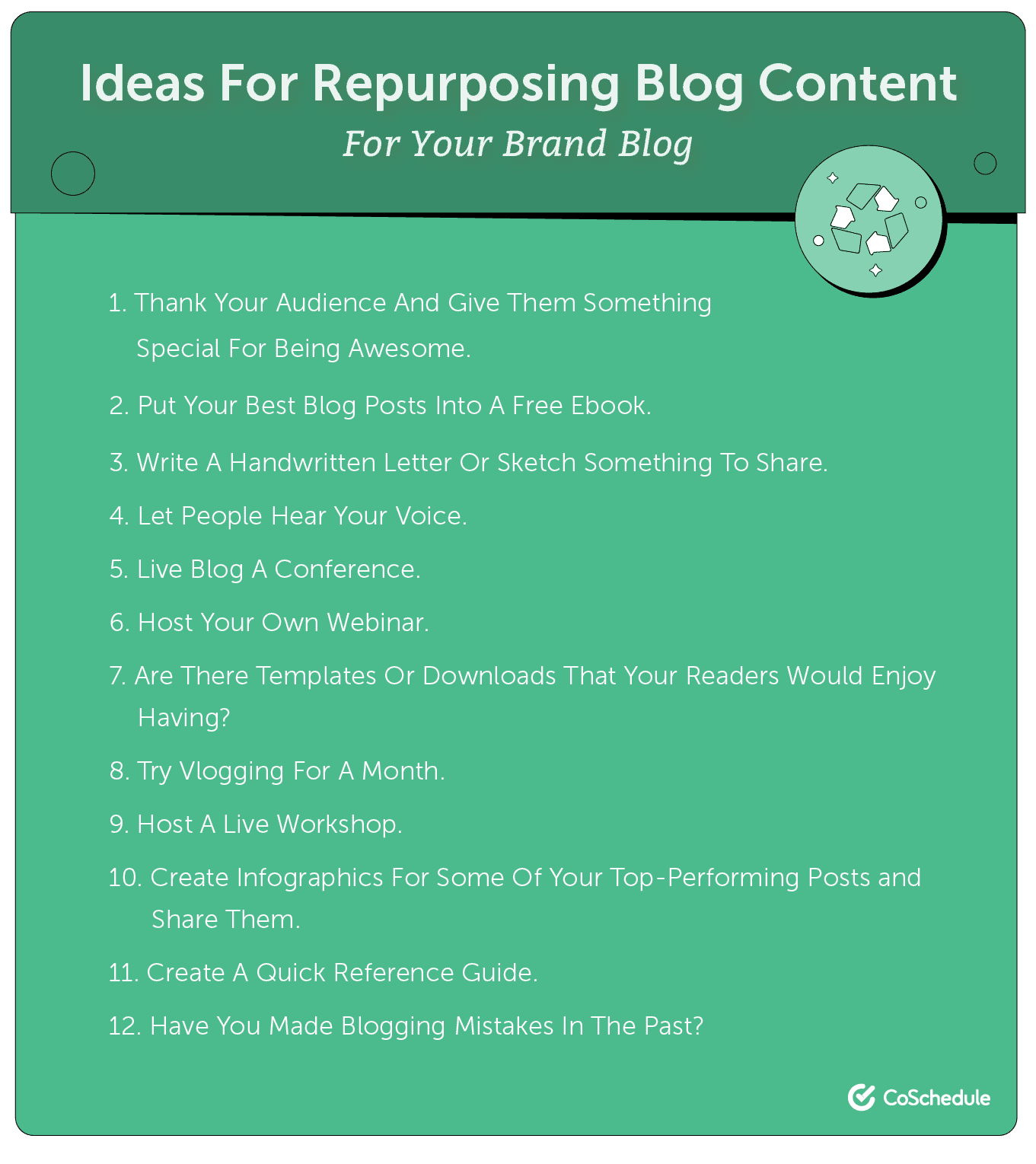 Ideas for repurposing your blog content.