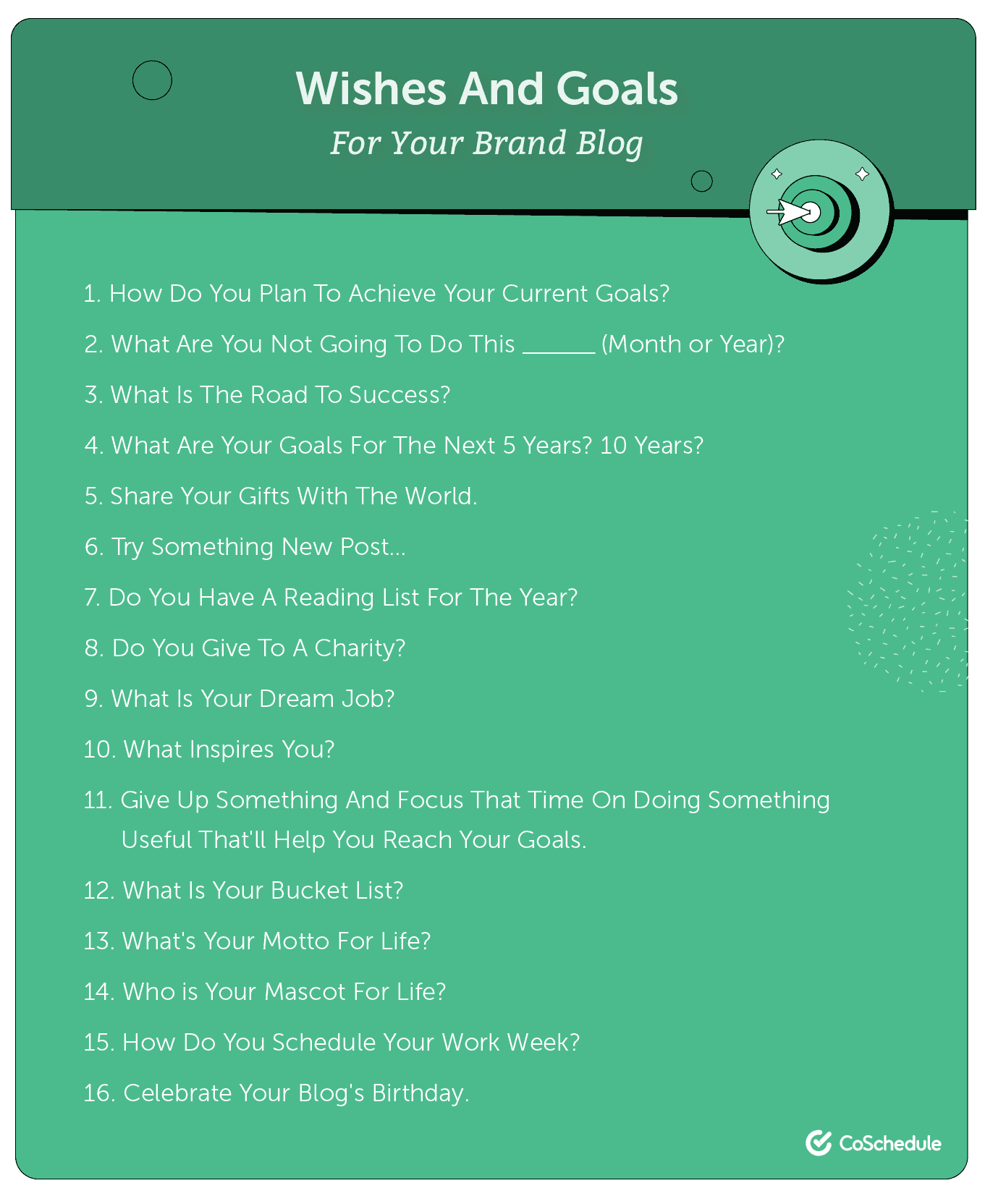 Wishes and goals for your brand blog.