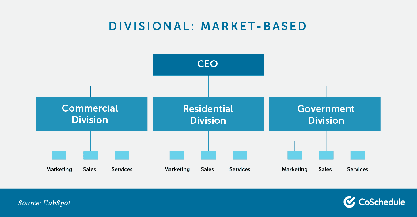 Divisional org chart: market-based.