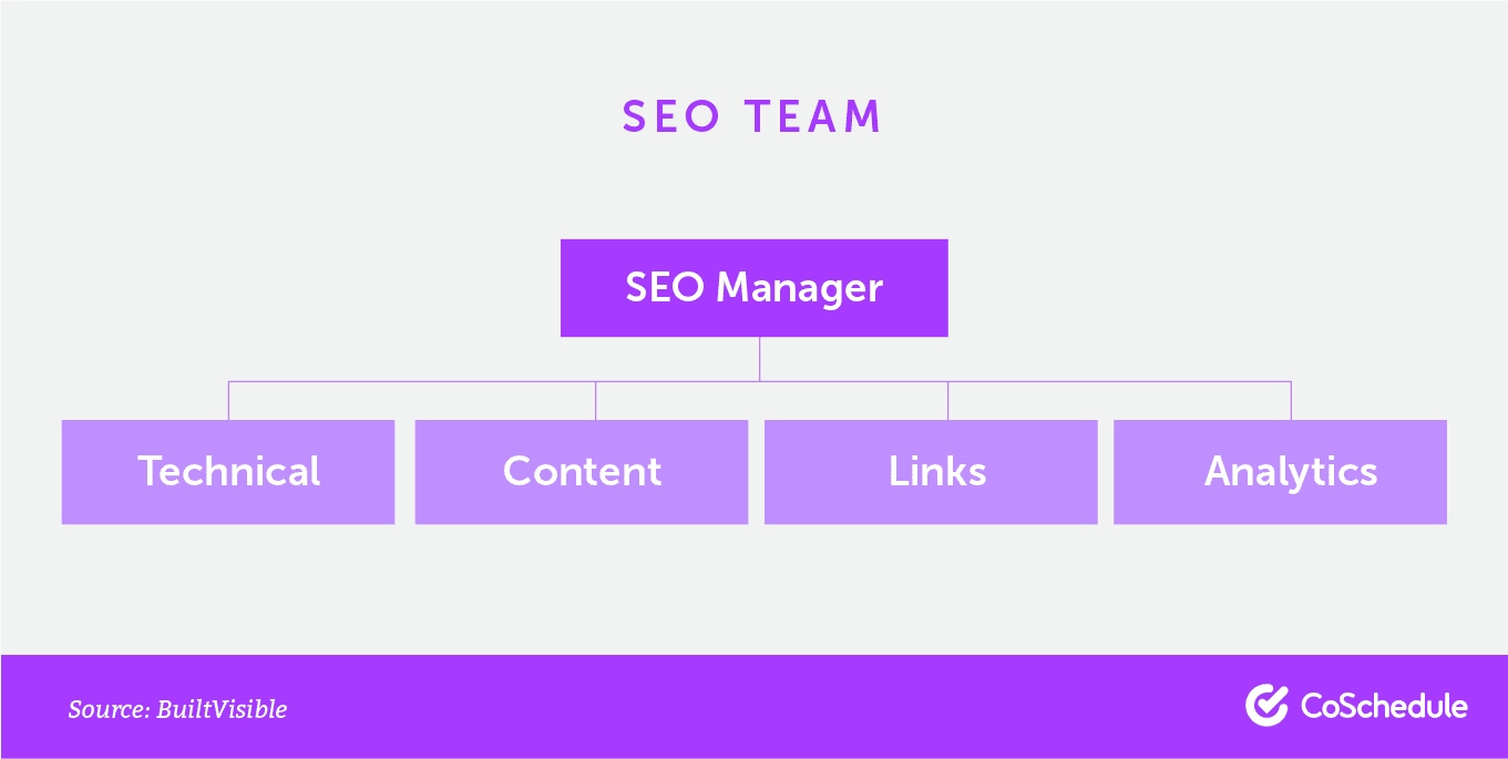 The roles that make up an SEO team.