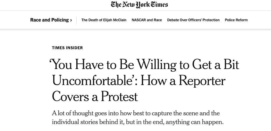 Headline example by the New York Times
