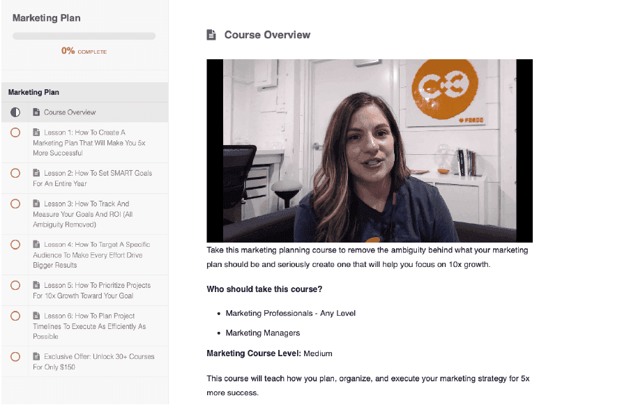 CoSchedule Academy course overview.