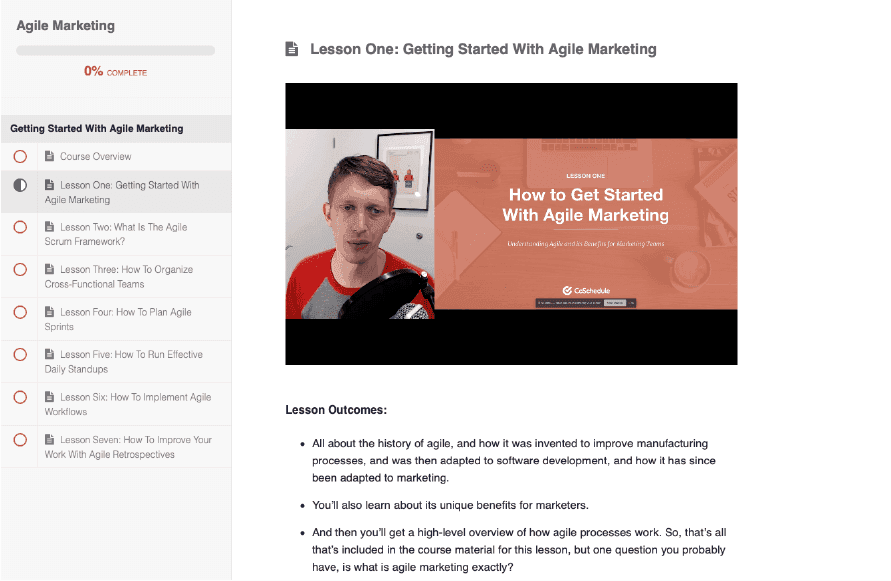 Agile Marketing course from CoSchedule Academy.