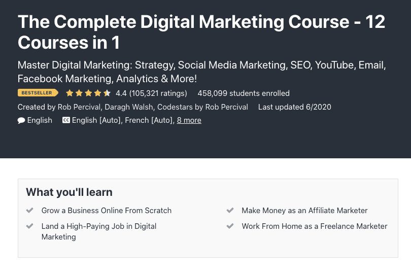 Udemy complete digital marketing course.