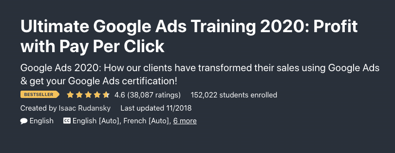 PPC Google ads training from Udemy.