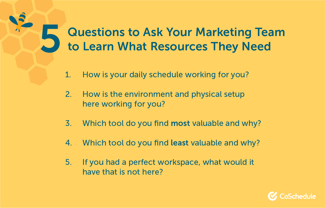 Questions to ask your marketing team to update your resources.