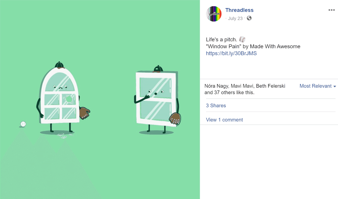 Example of Facebook post copy from Threadless