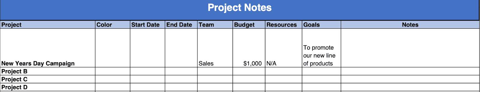 Project notes for a New Years campaign