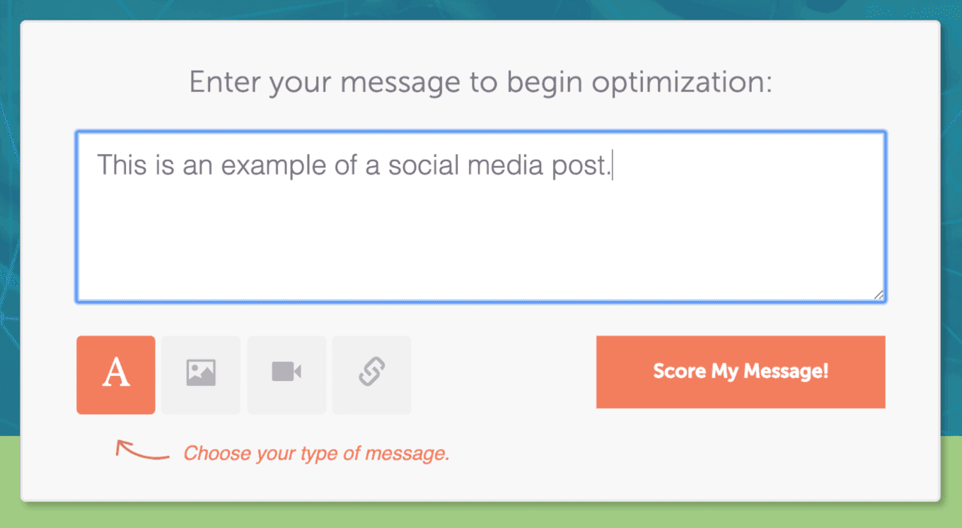 Writing a social media post in the Social Message Optimizer