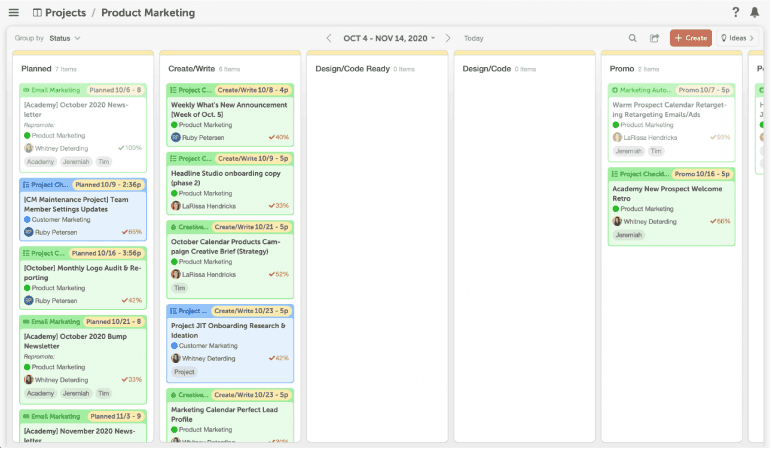Projects visual in the CoSchedule calendar