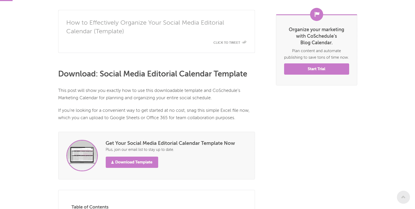 Social media editorial calendar lead magnet