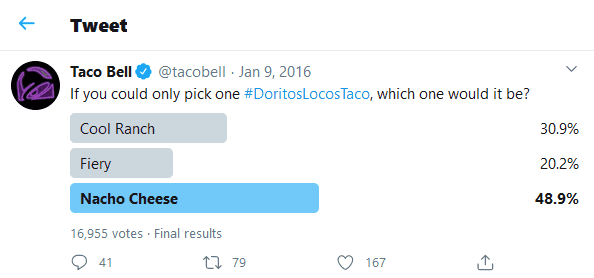 Twitter poll from Taco Bell