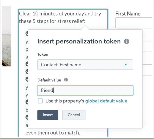 Personalization tokens