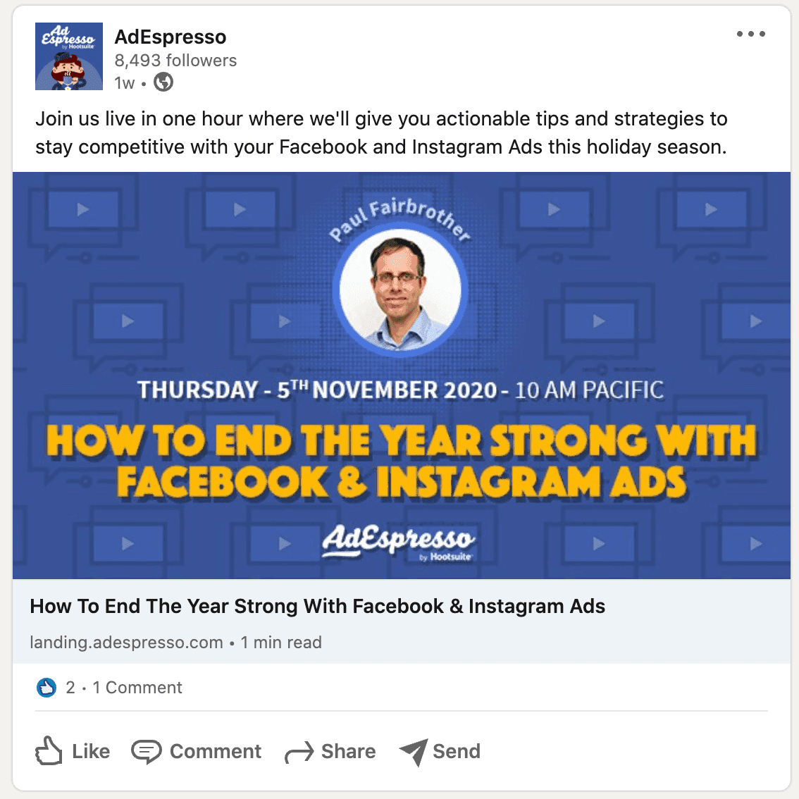 Example of a social media campaign post