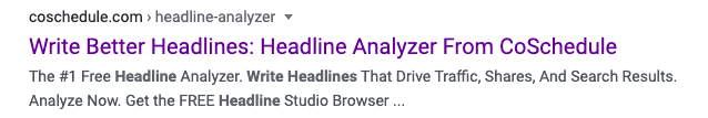 CoSchedule's Headline Analyzer on SERP