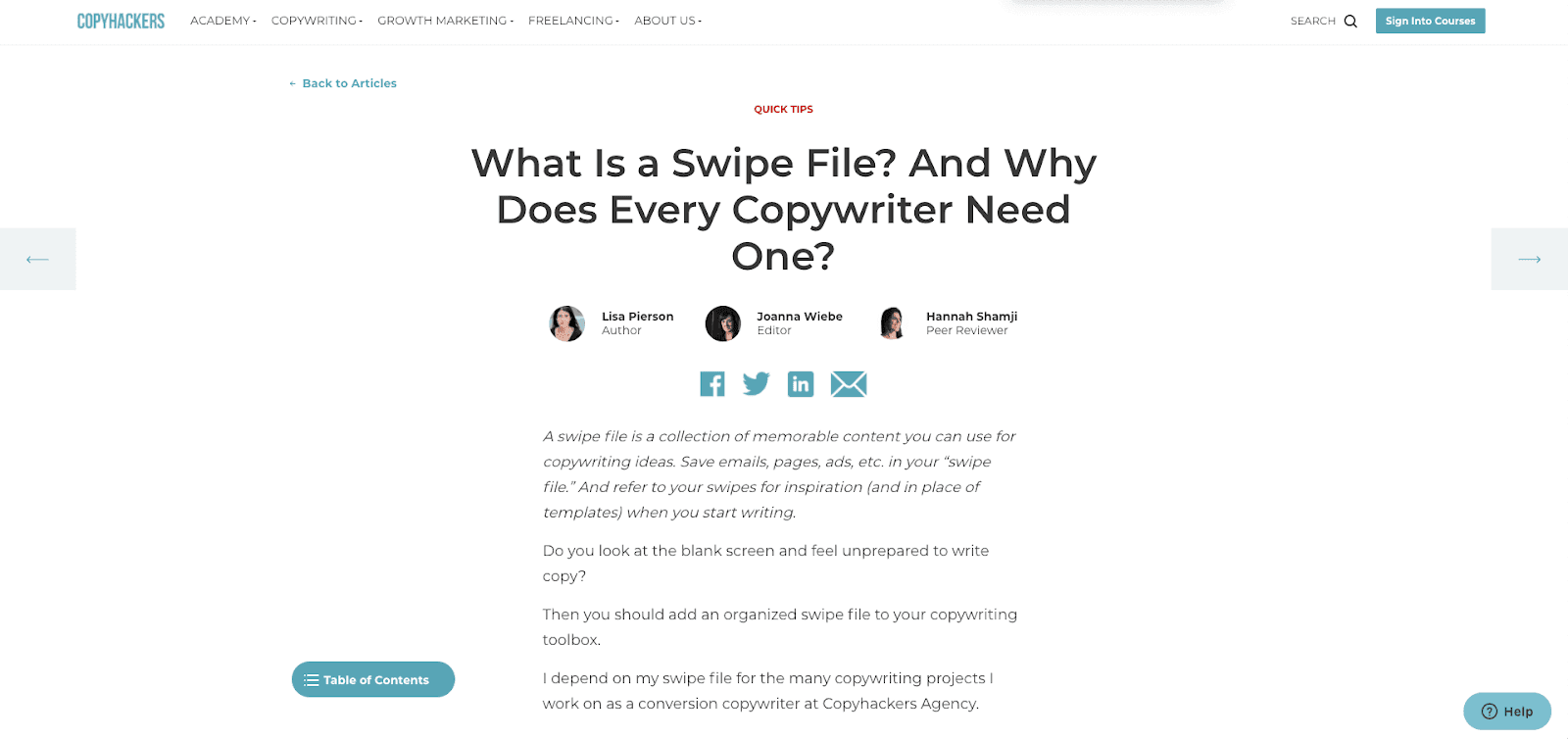 What's a swipe file