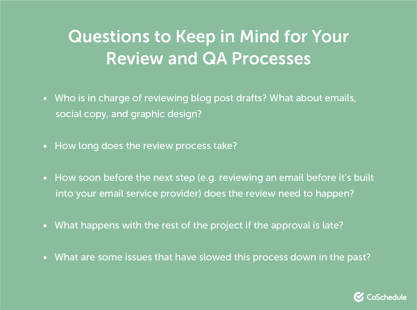 Questions to consider for review and QA processes
