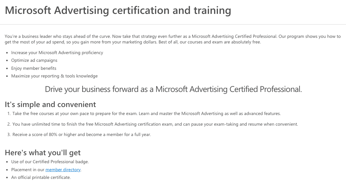 Microsoft Advertising Certification and Training