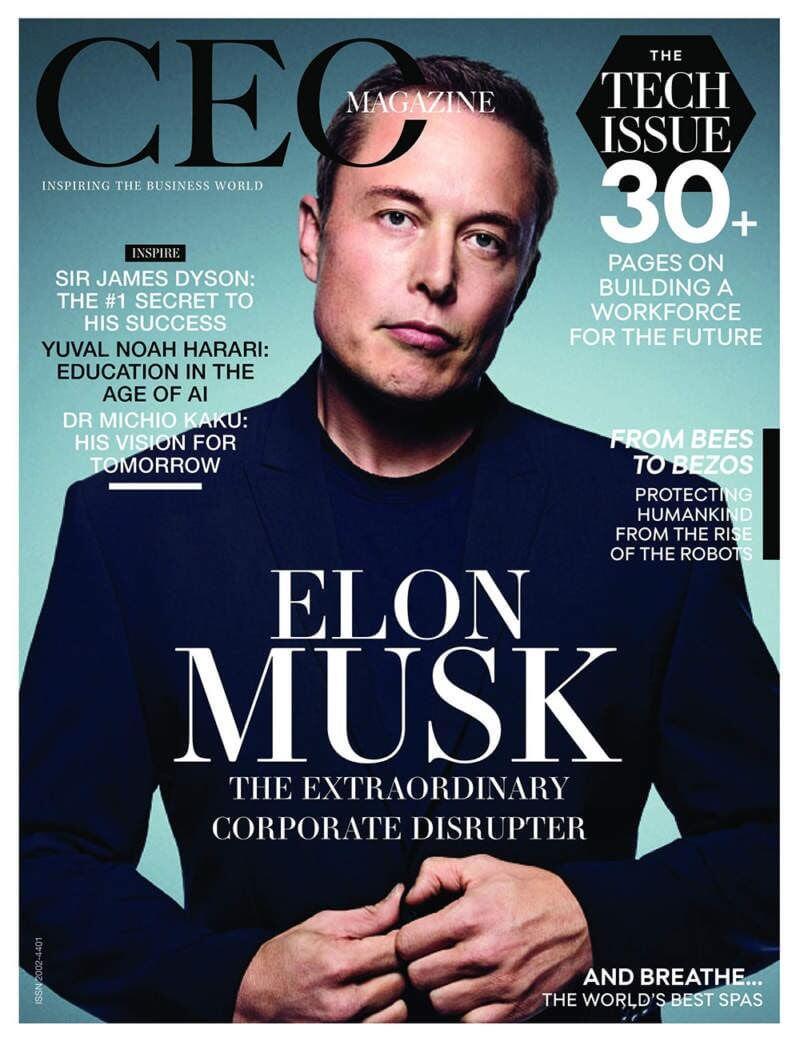Elon Musk CEO magazine cover