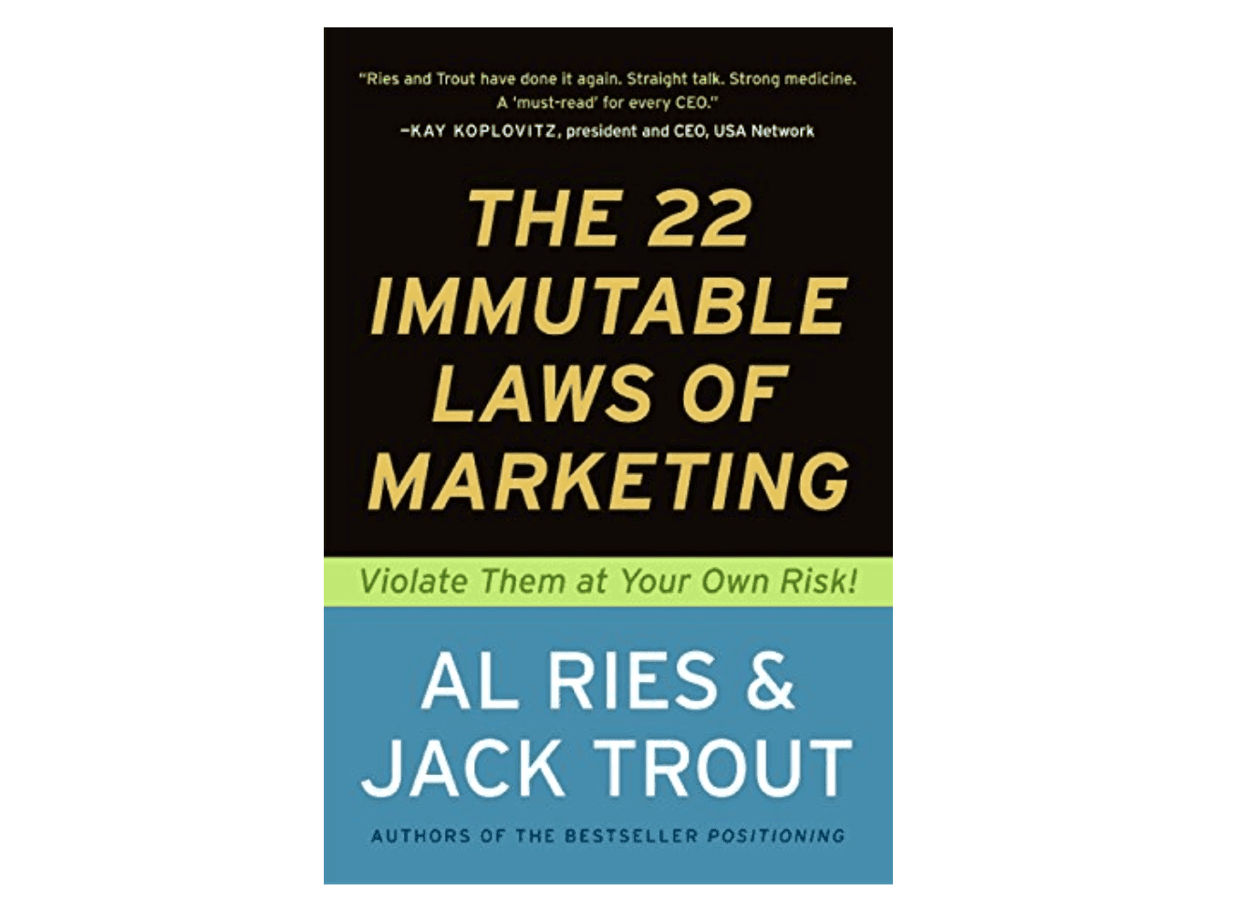 screenshot of the 22 immutable laws of marketing book cover