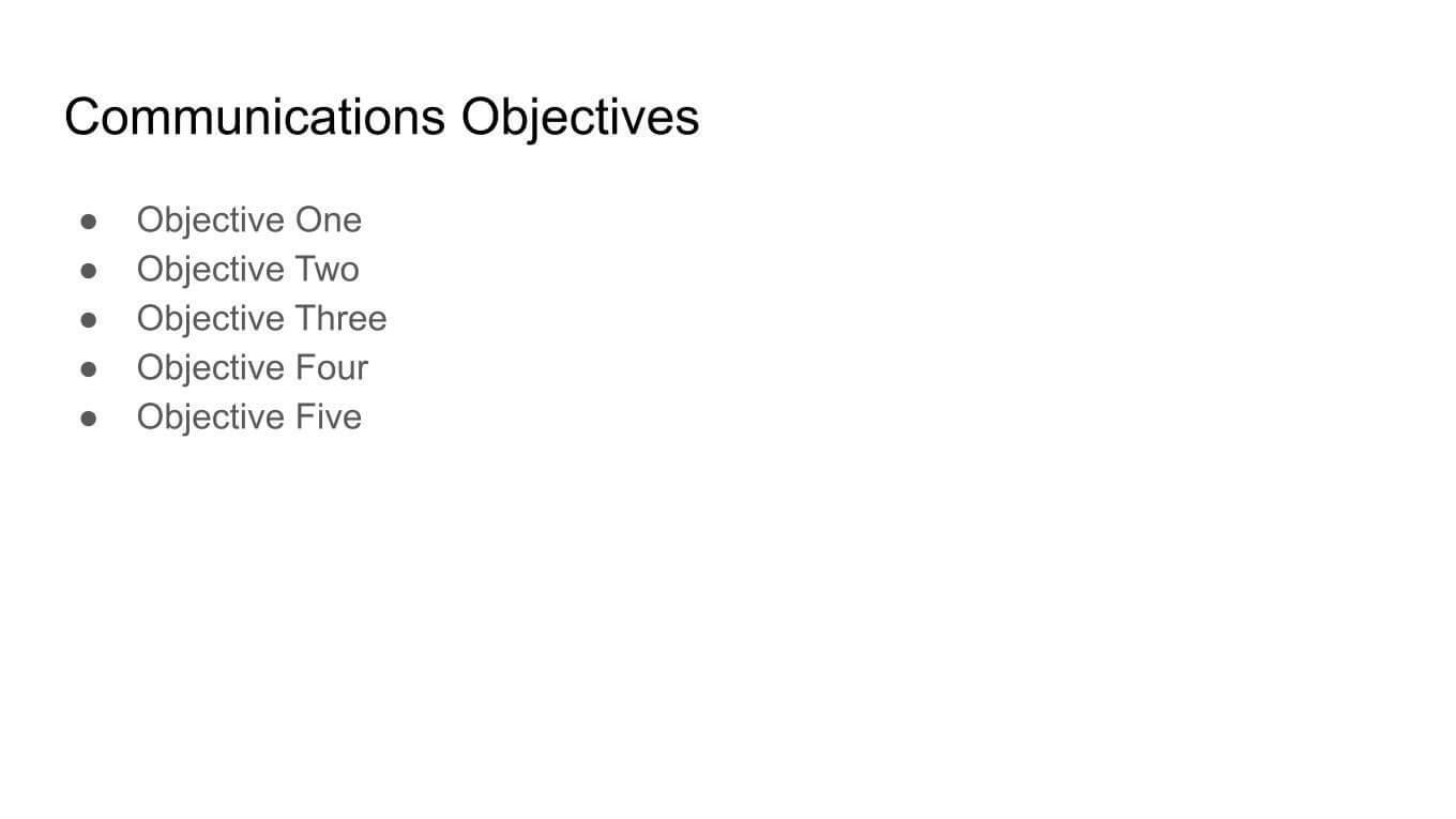 Communications objectives