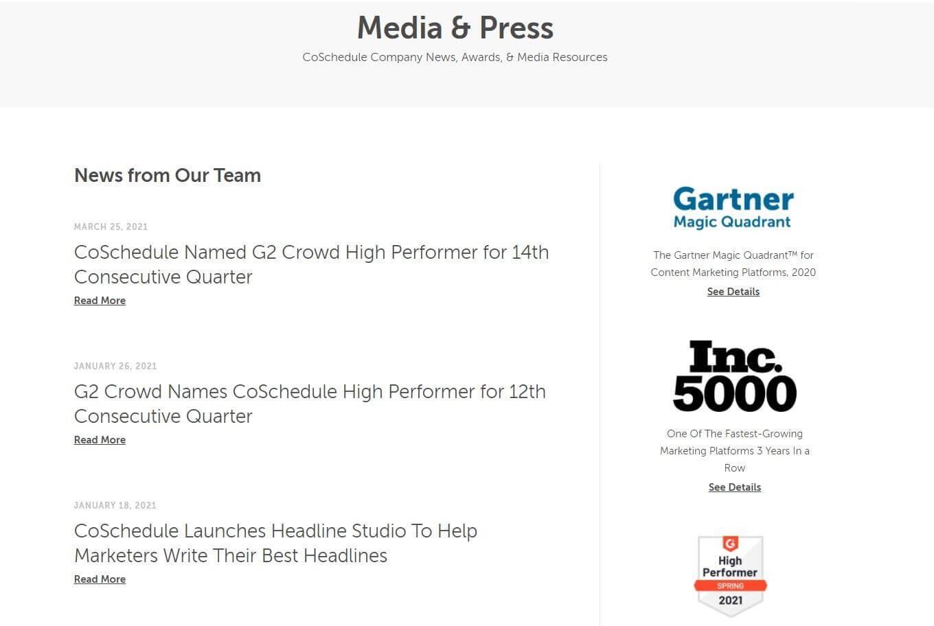CoSchedule press page