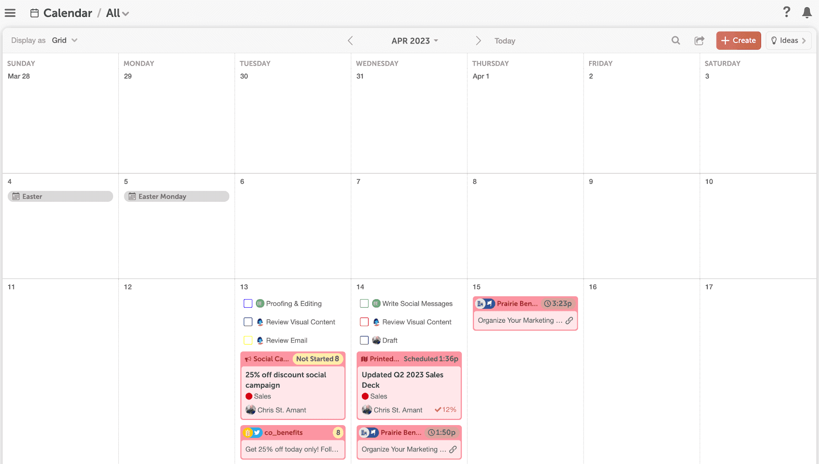 Example of the CoSchedule calendar 