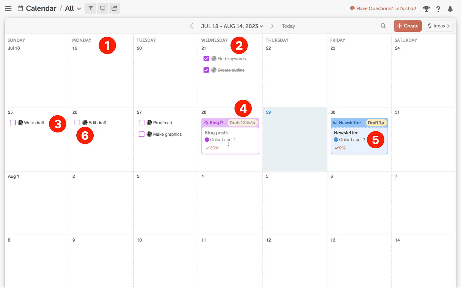 Example of the CoSchedule editorial calendar