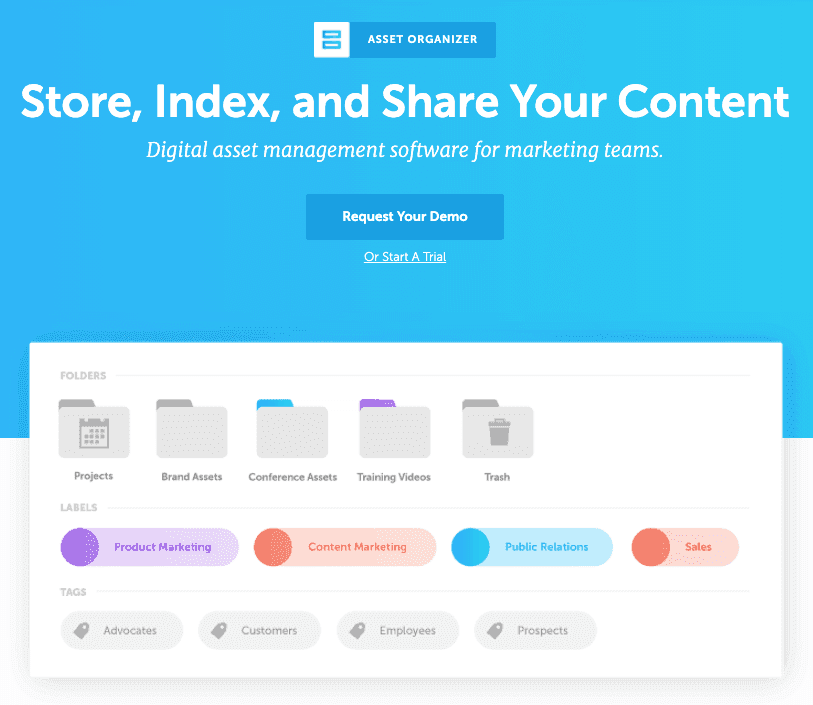 CoSchedule feature page asset organizer