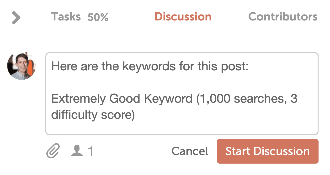 Basic keyword identification in CoSchedule discussions