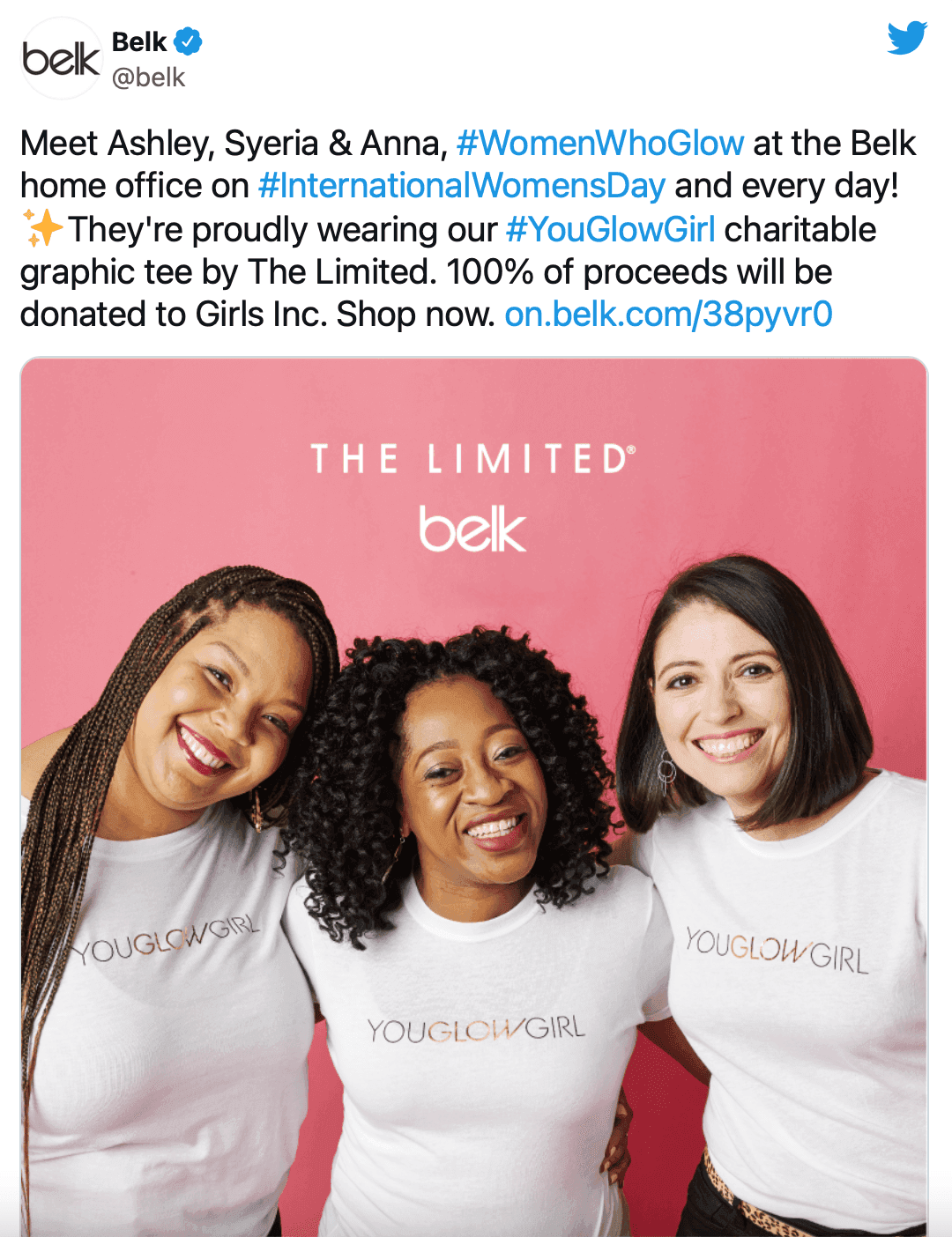 Belk aligns with their target audience's values