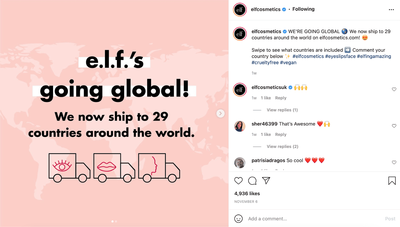 e.l.f. company press release via social media