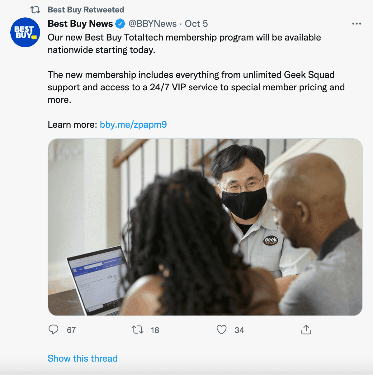 Best Buy using a link on social media driving site traffic