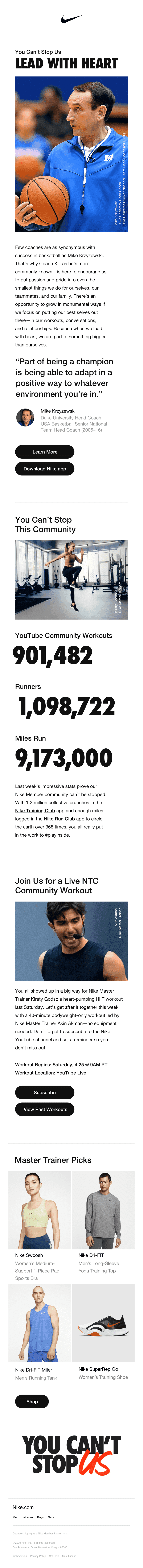Example of a marketing email from Nike