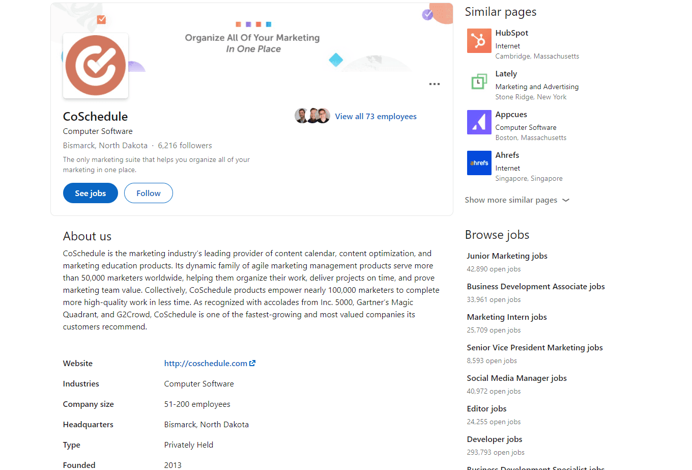 CoSchedule LinkedIn profile