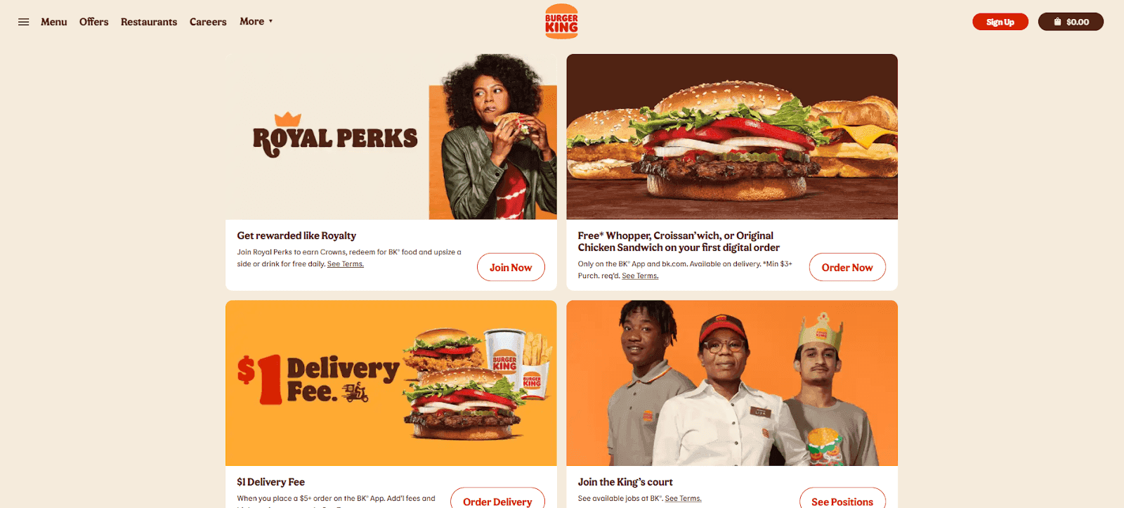 Burger King redesigned their website
