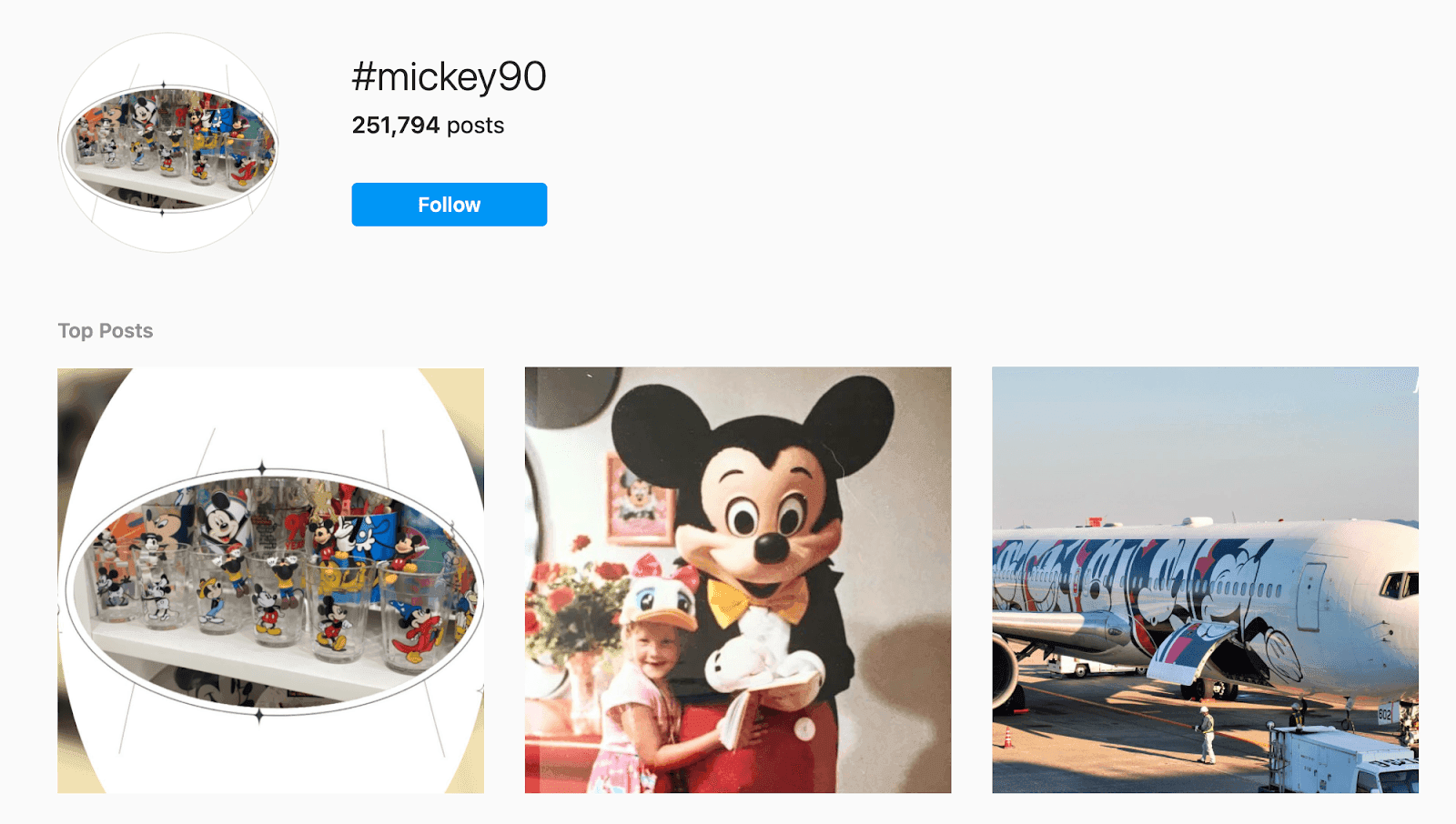 #mickey90 hashtag to celebrate the character's 90th birthday
