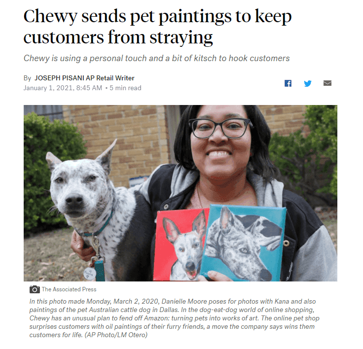 Chewy uses pet paintings to garner word of mouth promotion and media coverage
