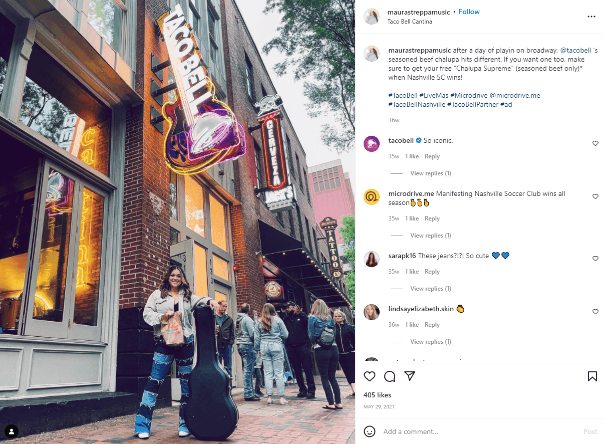 Taco Bell uses influencer marketing on Instagram