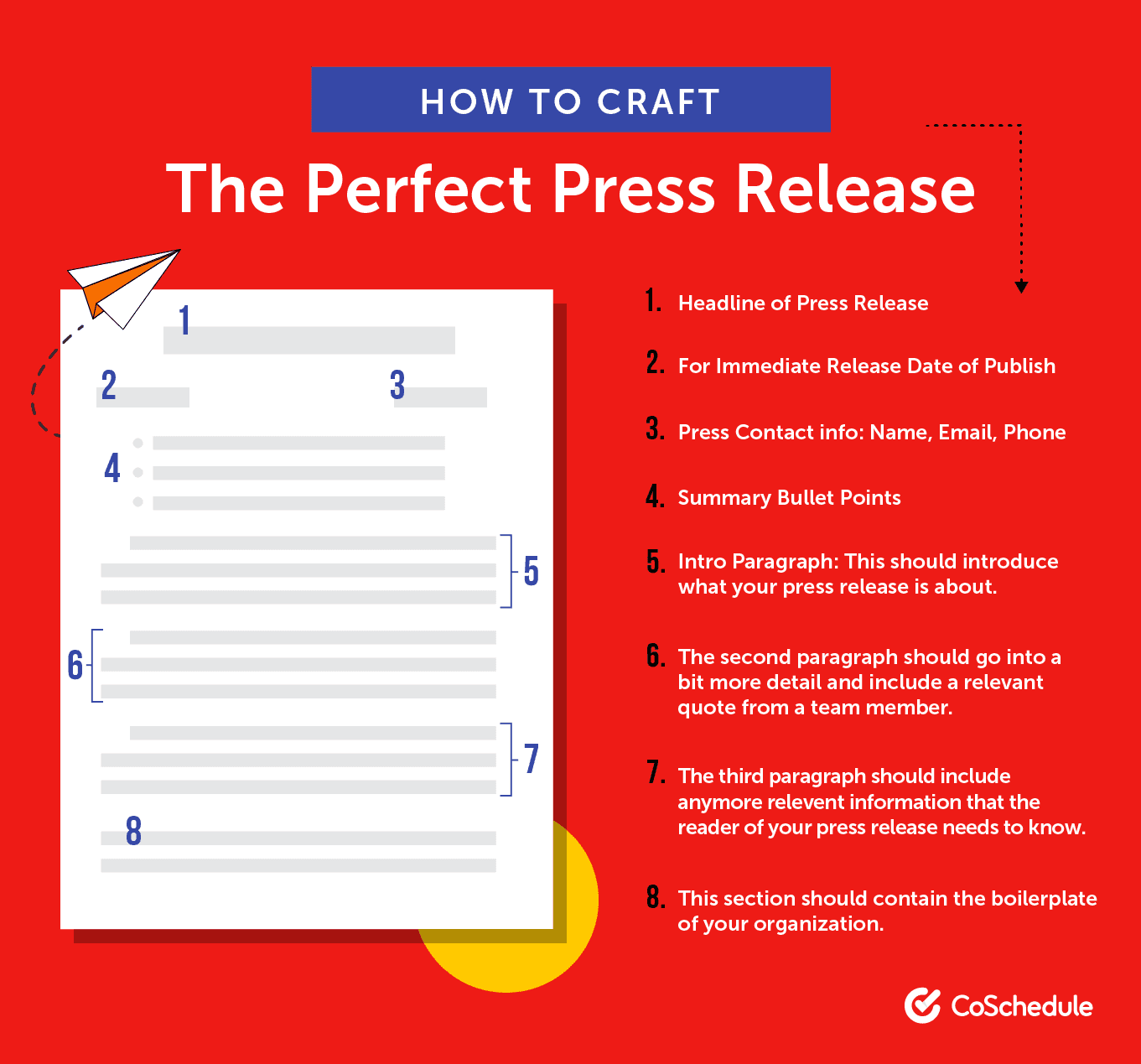 List of 8 steps on how to craft the perfect press release.