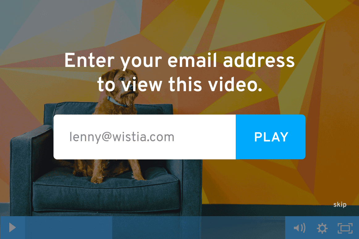 "Enter your email address to view this video." screenshot from wistia demonstrating gated videos