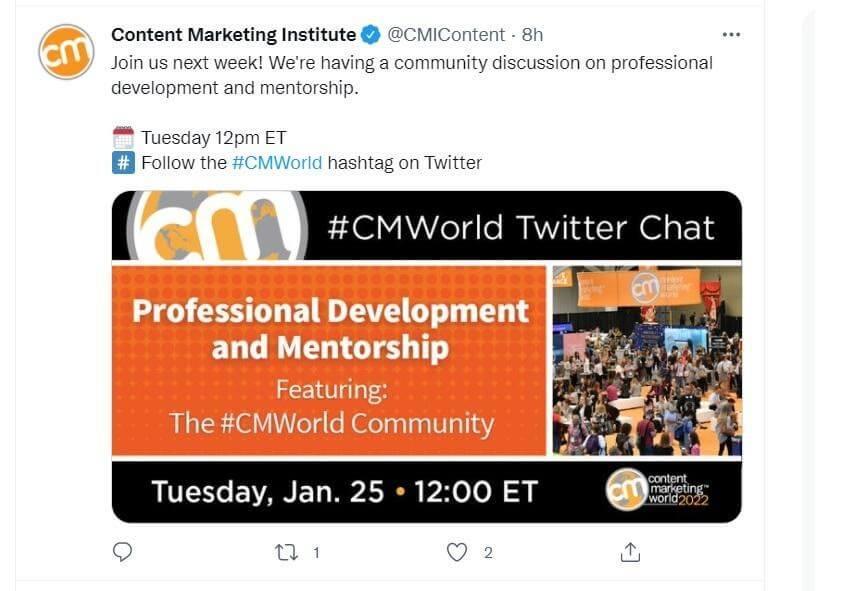 CMWorld twitter chat; promote your event with a sponsored hashtag