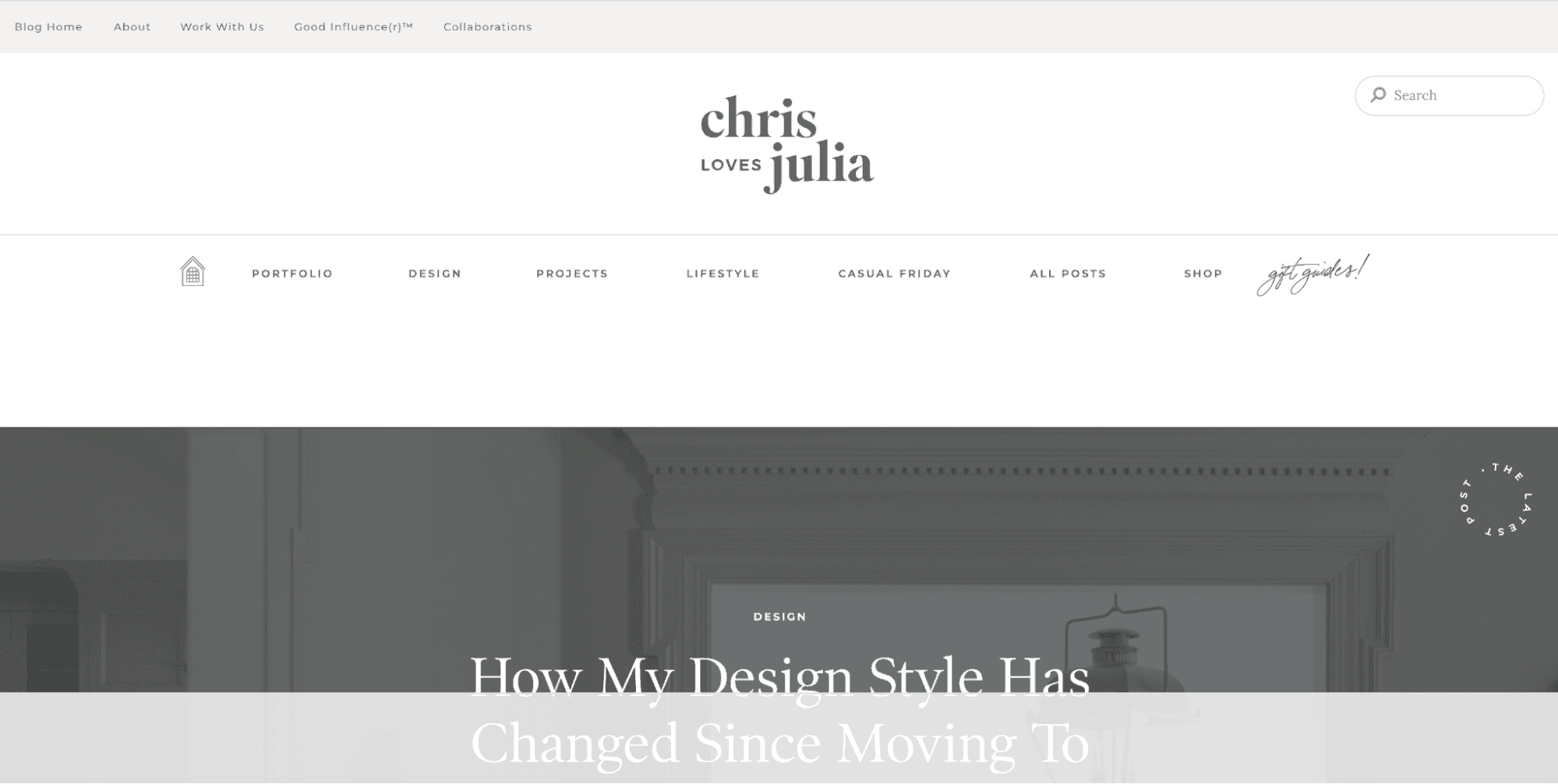 Screenshot of the Chris Loves Julia blog homepage